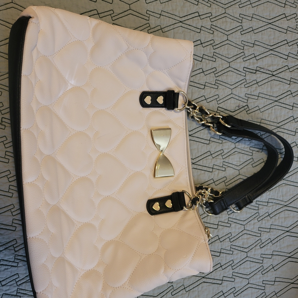 Betsey Johnson Cream Quilted Handbag